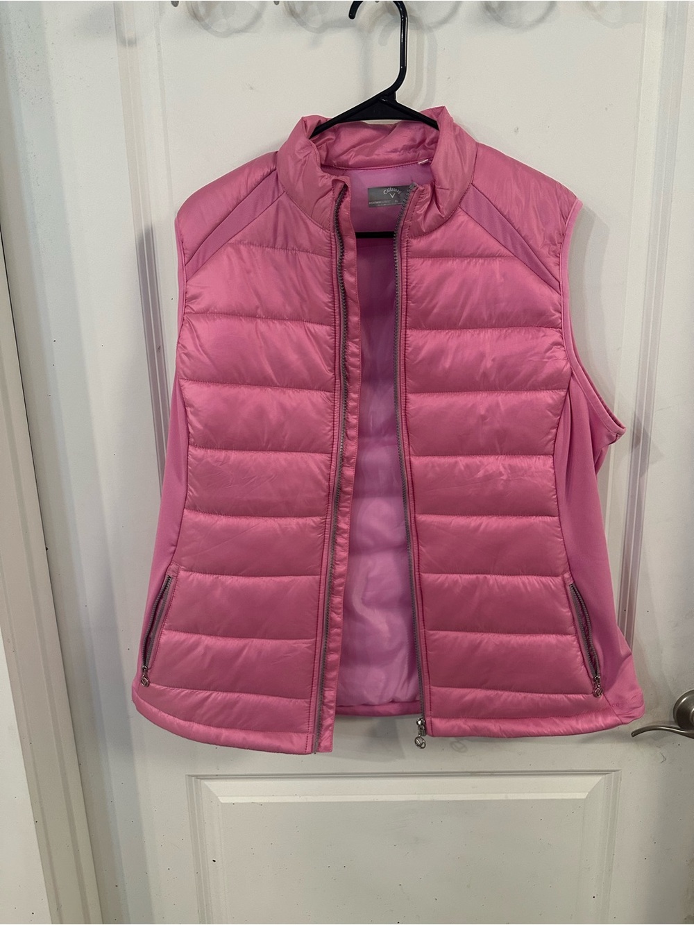 Callaway Pink Quilted Puffer Vest with Stand Collar